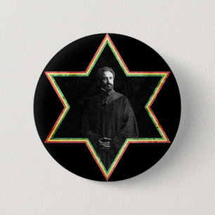 Haile Selassie Star of David 2 Inch Round Button