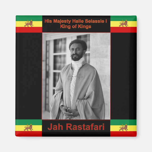 Haile Selassie the Lion of Judah, Jah Rastafari Magnet (Front)
