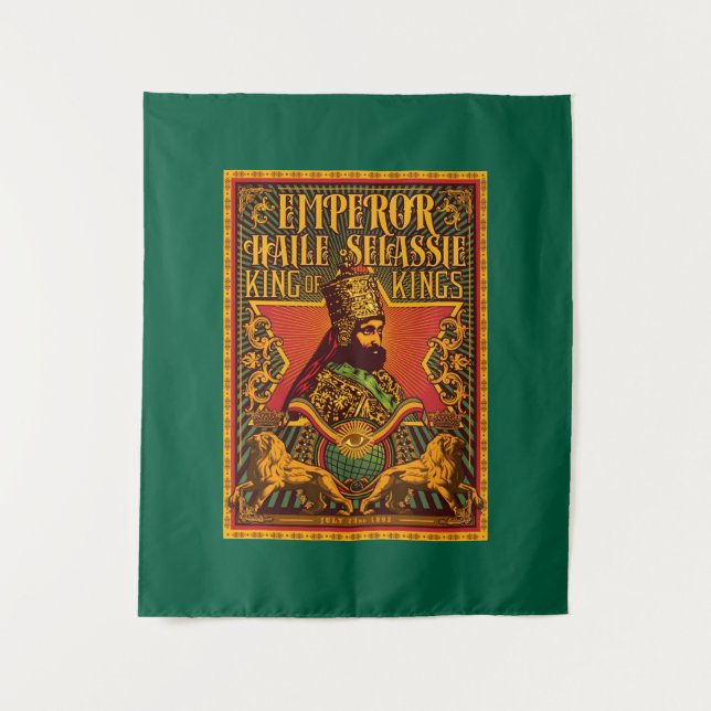 Haile Selassie Wall Art Jah Rastafari Reggae Roots Tapestry (Front)