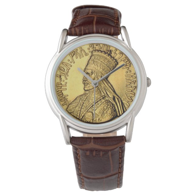 Haile Selassie Watch Ancient Golden King Design (Front)