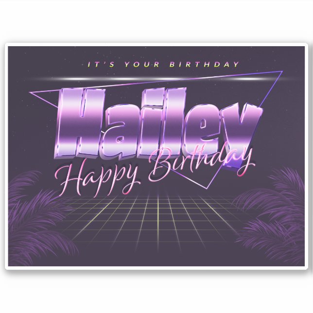 Hailey Name First name lila retro Sticker Birthday (Front)