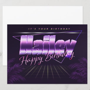 Hailey Name First Name pura retro card Birthday