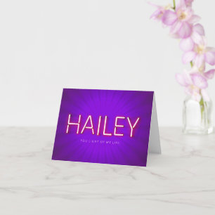 Hailey nom dans la carte lumineuse néon