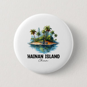 Hainan Island China Surfing Travel, Asia Tourist V 2 Inch Round Button