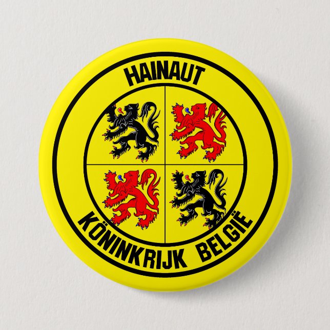 Hainaut Round Emblem 3 Inch Round Button (Front)