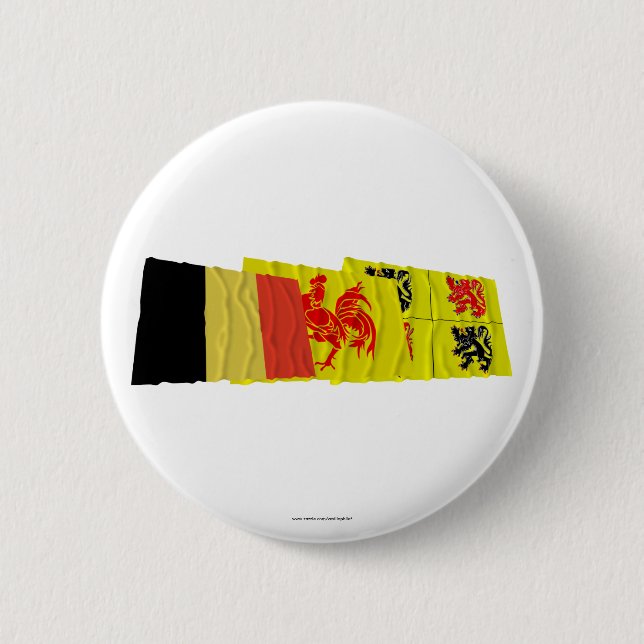 Hainaut Waving Flags Trio 2 Inch Round Button (Front)