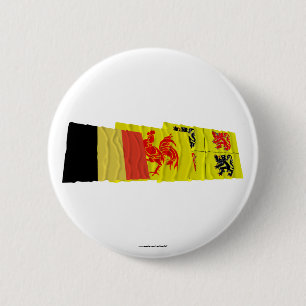 Hainaut Waving Flags Trio 2 Inch Round Button