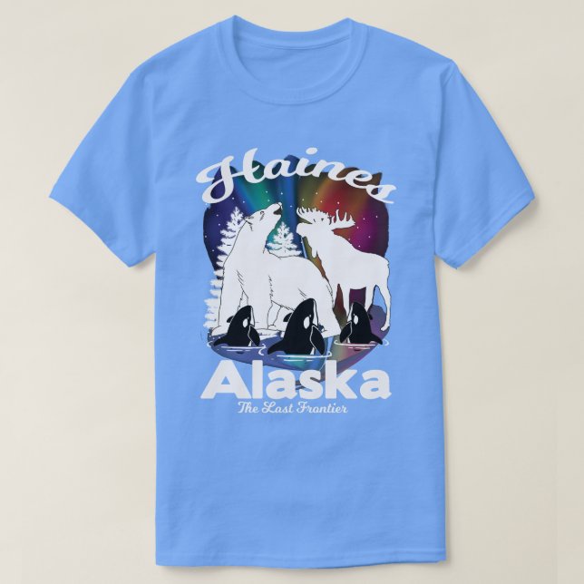 Haines Alaska Aurora Borealis Bear Orca Moose Swea T-Shirt (Design Front)