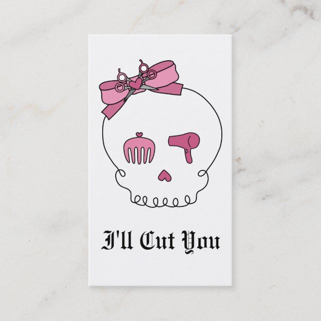 Hair Accessory Skull (Bow Detail) Appointment Card (Front)