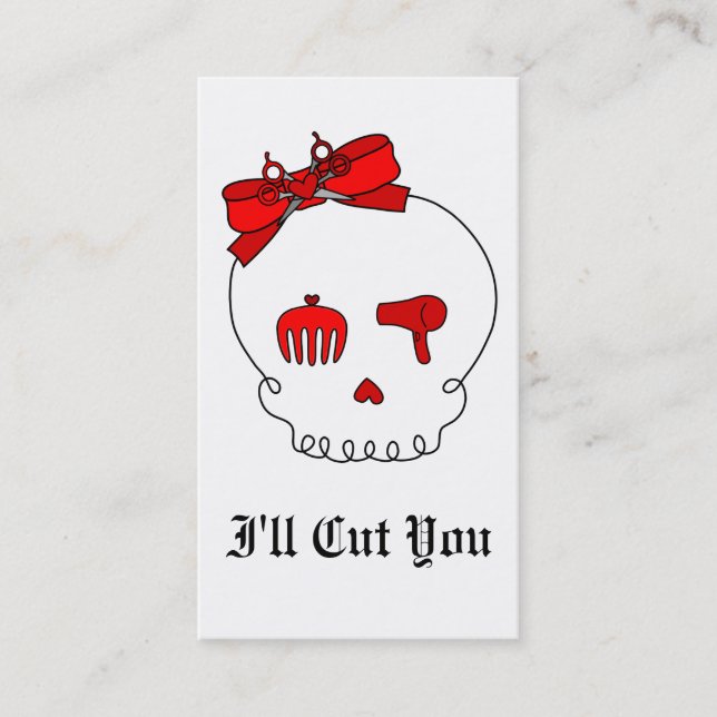 Hair Accessory Skull (Bow Detail - Red) Appointment Card (Front)