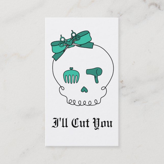Hair Accessory Skull (Bow Detail - Turquoise) Appointment Card (Front)