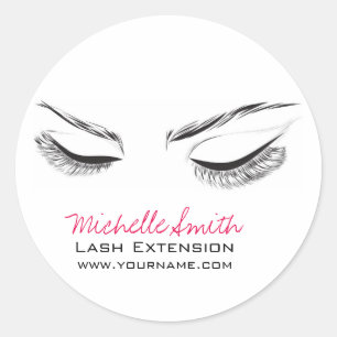 Hair and beauty Lash Extension company branding Classic Round Sticker