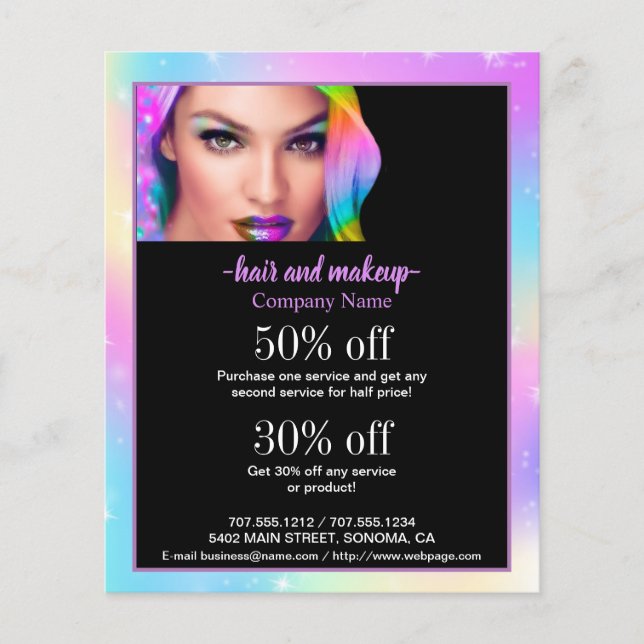 hair and makeup business personalized flyer (Front)