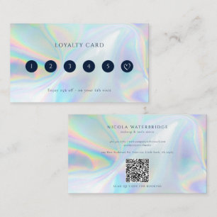 Hair and Makeup Holographic QR Code Business Loyalty Card
