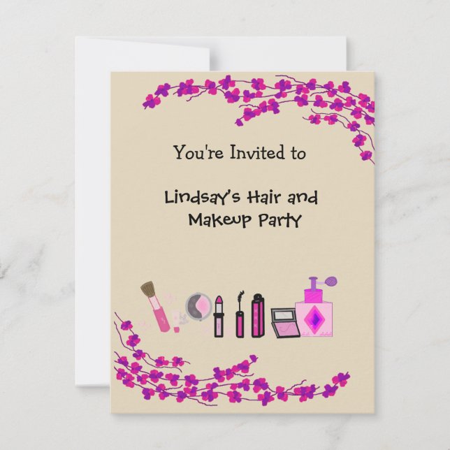 Hair and Makeup Party Invitation (Front)