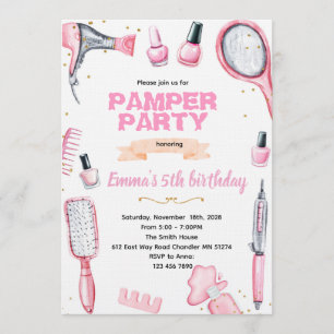 Hair and Nails pamper party invitation