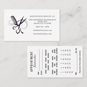 Hair Appointment Reminder Calendar Business Card