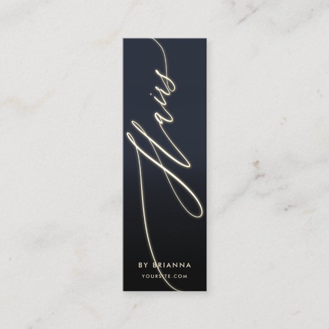 Hair Beauty Salon Hairstylist Gold Script Mini Business Card (Front)