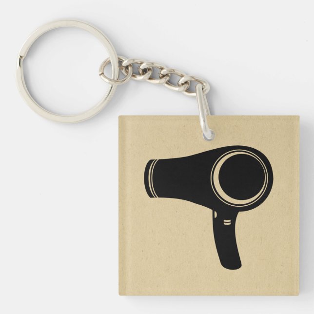 Hair Blow Dryer Retro Style Art Keychain (Front)