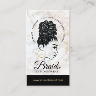 Hair Braider Braiding Salon Braid Stylist Marble Business Card