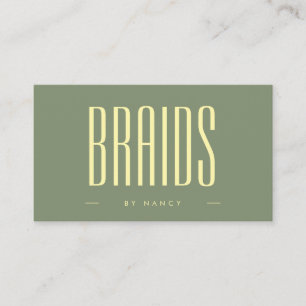 Hair Braiding Sage Green  Business Card