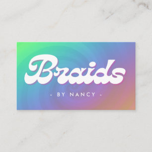 Hair Braiding salon groovy Rainbow Swirl  Business Card