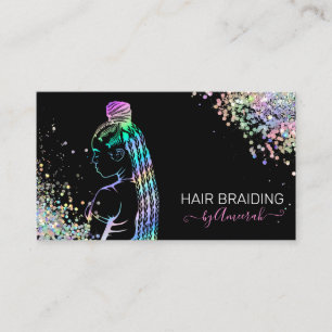 Hair Braiding Stylist Braid Salon Holographic Bus Business Card