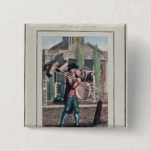 Hair Brooms, Shoreditch Church 2 Inch Square Button