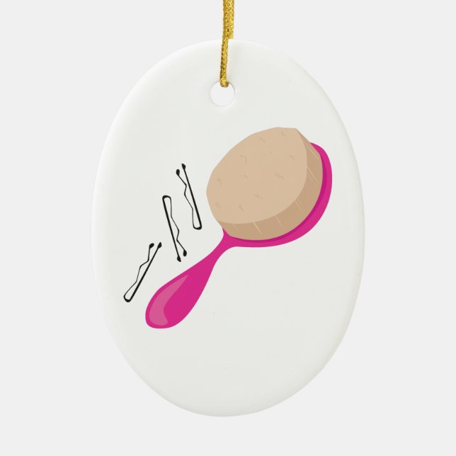 Hair Brush Ceramic Ornament (Front)