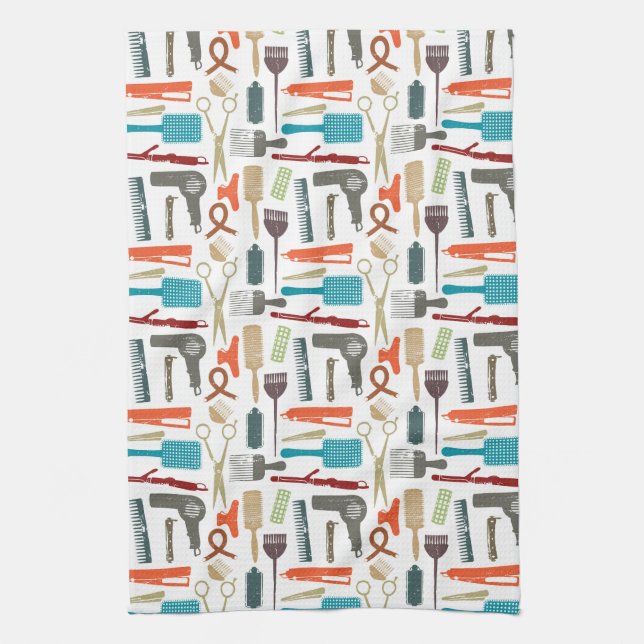 Hair Care Pattern Kitchen Towel (Vertical)
