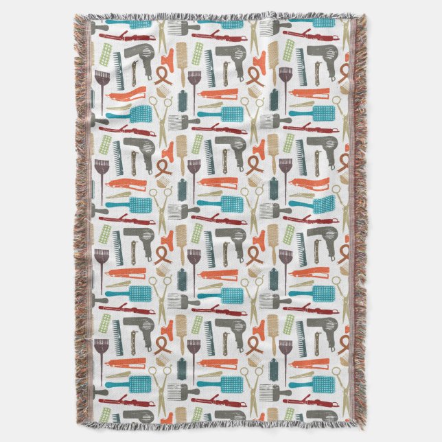 Hair Care Pattern Throw Blanket (Front Vertical)