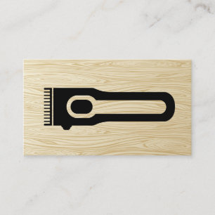 Hair Clipper   Barber   Wood Grain Business Card
