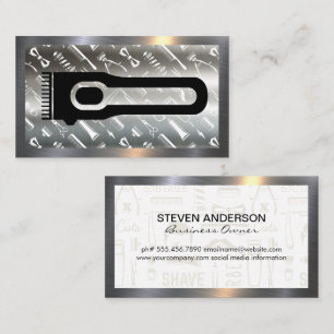 Hair Clippers   Barber Pattern   Metal Border Business Card