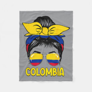 Hair Colombian Girl Flag Colombia Pride Women Kids Fleece Blanket