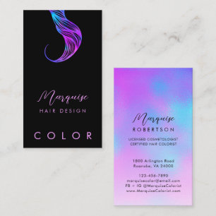 Hair Colorist Stylist Chic Iridescent and Black Business Card