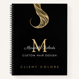 Hair Colourist Stylist Gold Black Monogram  Notebook