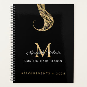  Hair Colourist Stylist Salon Gold Black Monogram Planner