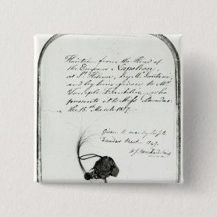Hair cut from the head of Emperor Napoleon 2 Inch Square Button