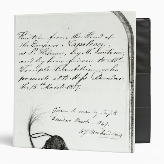 Hair cut from the head of Emperor Napoleon Binder (Front/Inside)