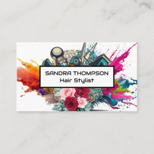 Hair Cutting Tools Flowers Colourful Powders Business Card