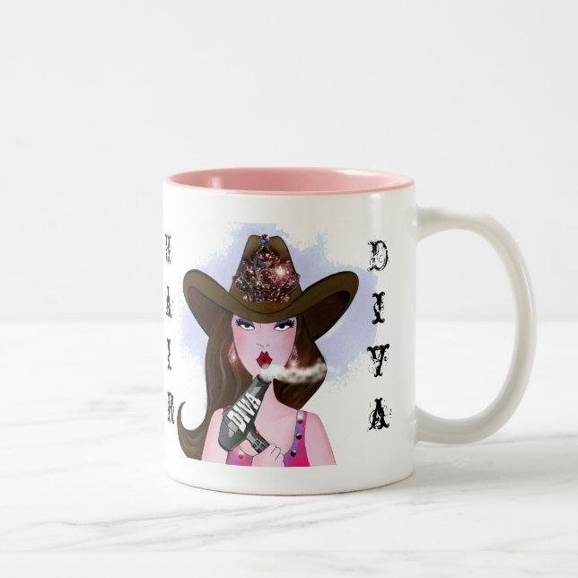 "Hair DIVA" Two-Tone Coffee Mug (Right)
