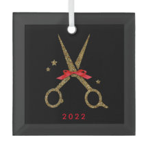 Hair dresser stylist Golden glitter scissors Metal