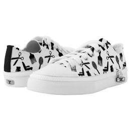 Hair Dresser Tools Pattern Black & White Low-Top Sneakers