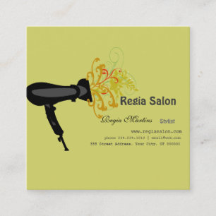 Hair Dryer Floral Swirls Green Beauty Design Appointment Card