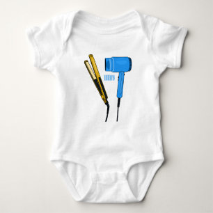 Hair dryer & hair straightener illustration baby bodysuit