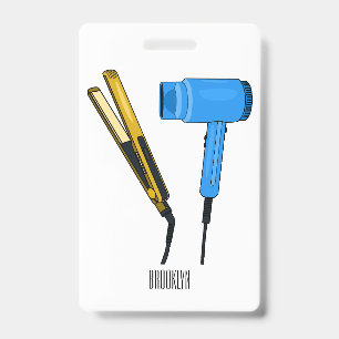 Hair dryer & hair straightener illustration badge