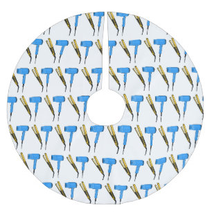 Hair dryer & hair straightener illustration brushed polyester tree skirt
