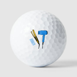 Hair dryer & hair straightener illustration golf balls