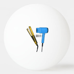Hair dryer & hair straightener illustration ping pong ball