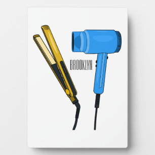 Hair dryer & hair straightener illustration plaque